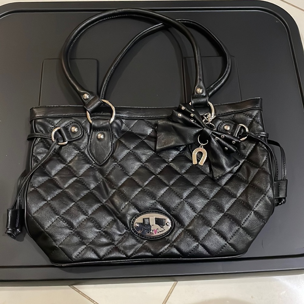 Black leather Betsey Johnson purse